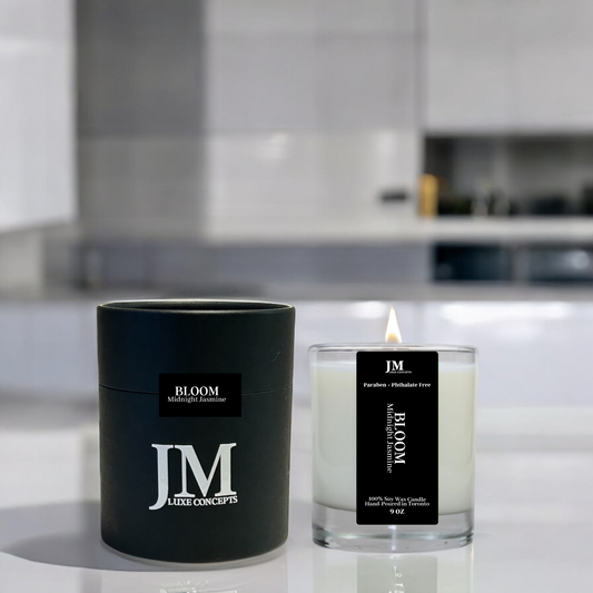 Midnight Jasmine Scented Soy Wax & Wooden Wick Candle - Bloom