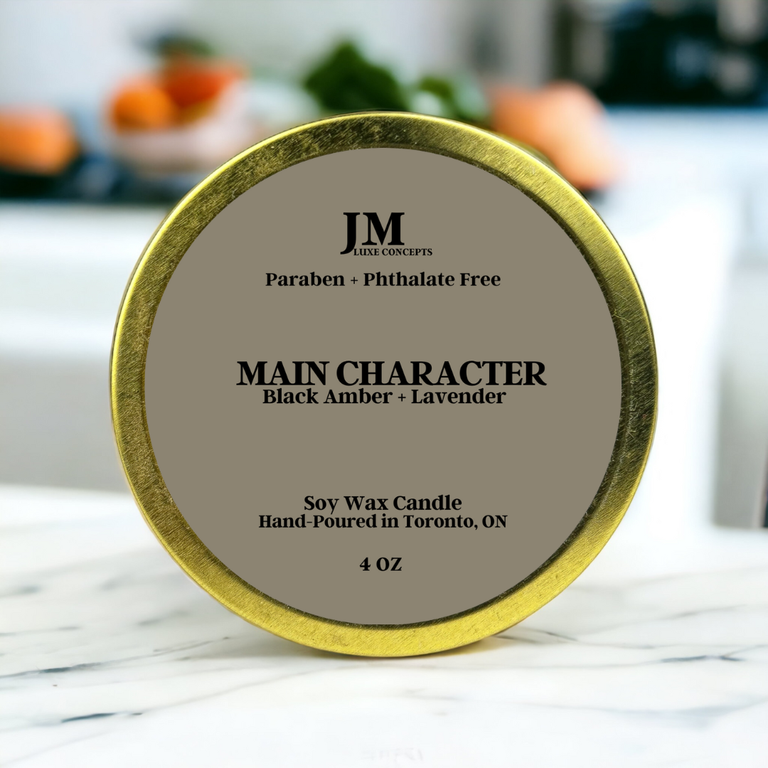 Black Amber + Lavender Scented Travel Tin Candle - Main Character