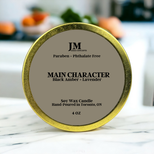 Black Amber + Lavender Scented Travel Tin Candle - Main Character