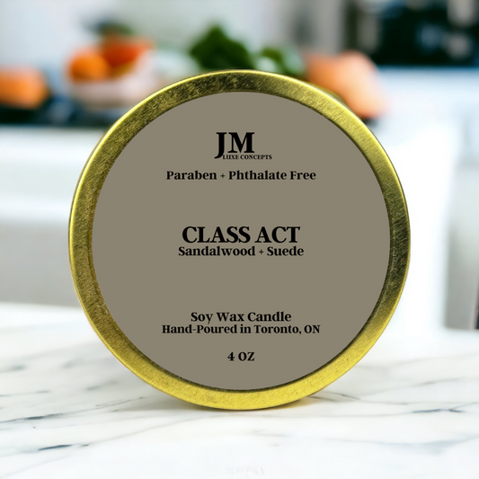 Sandalwood + Suede Scented Travel Tin Candle - Class Act